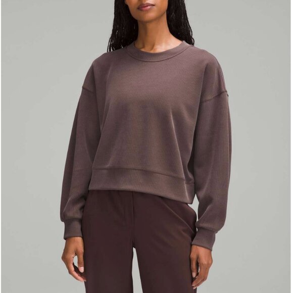 Lululemon Ribbed Softstreme Perfectly Oversized Cropped Crew Sweatshirt Sweater - Picture 1 of 11